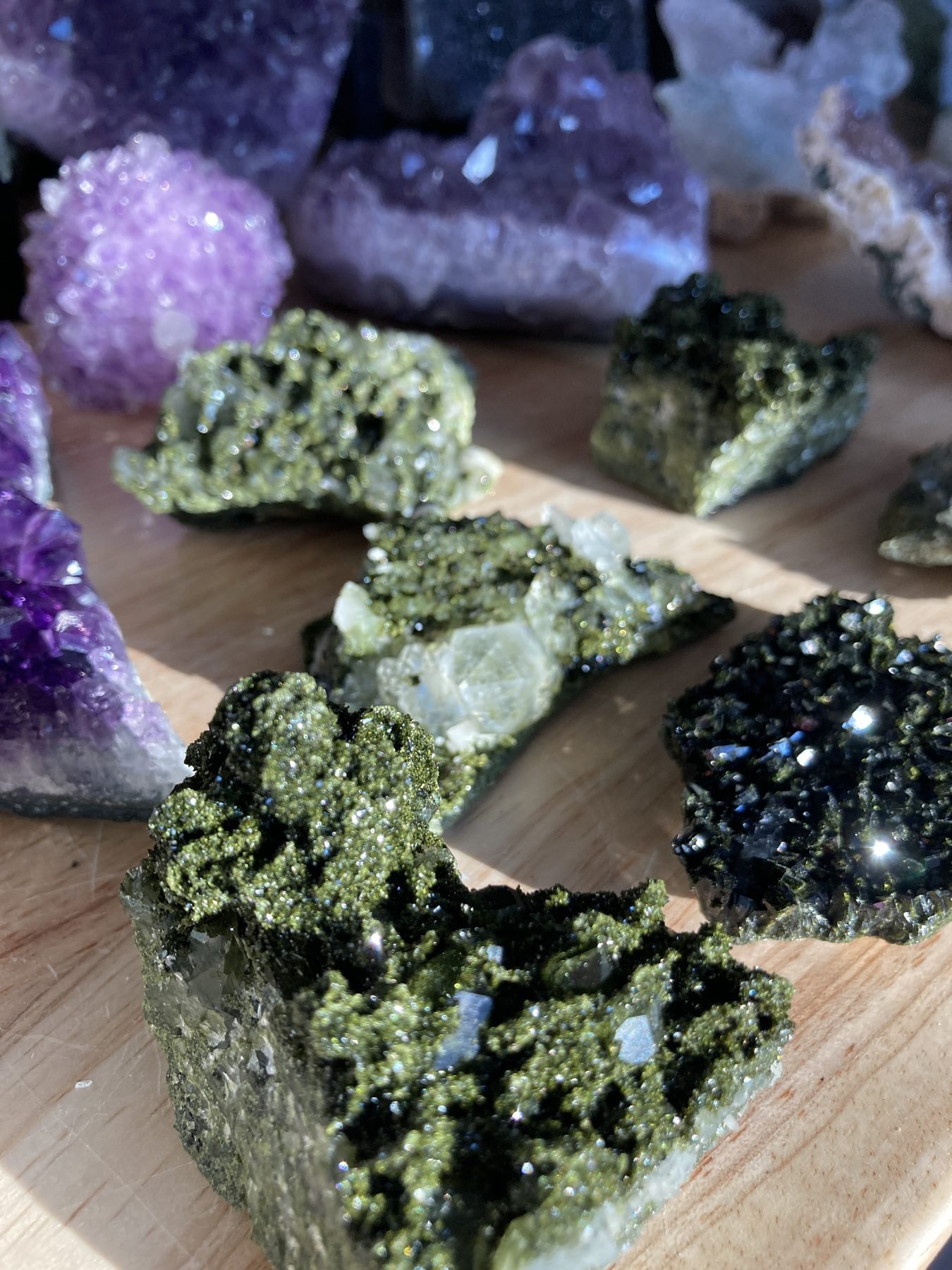 Large quartz geode on gold stand — Modern Mineral